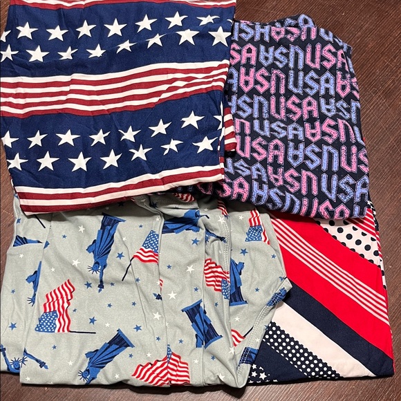 LuLaRoe Pants - LuLaRoe Women's Leggings - Red, Blue, White set of 4